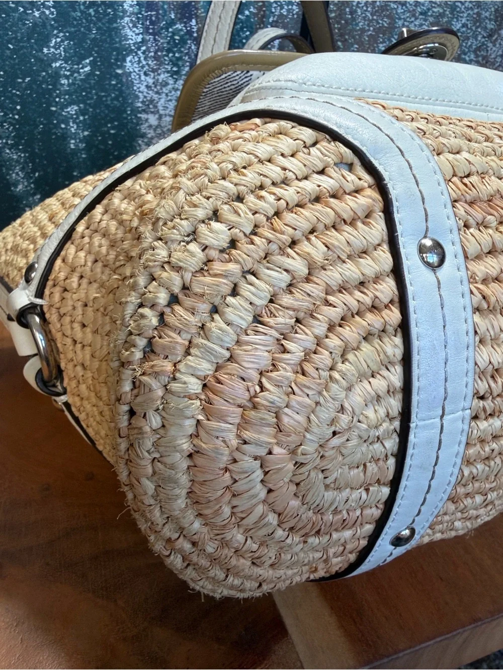 Coach 2012 Straw Raffia Turnlock Bag GUC